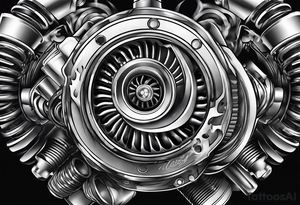 turbocharger,spark plug, auto parts tattoo idea