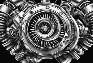 turbocharger,spark plug, auto parts tattoo idea