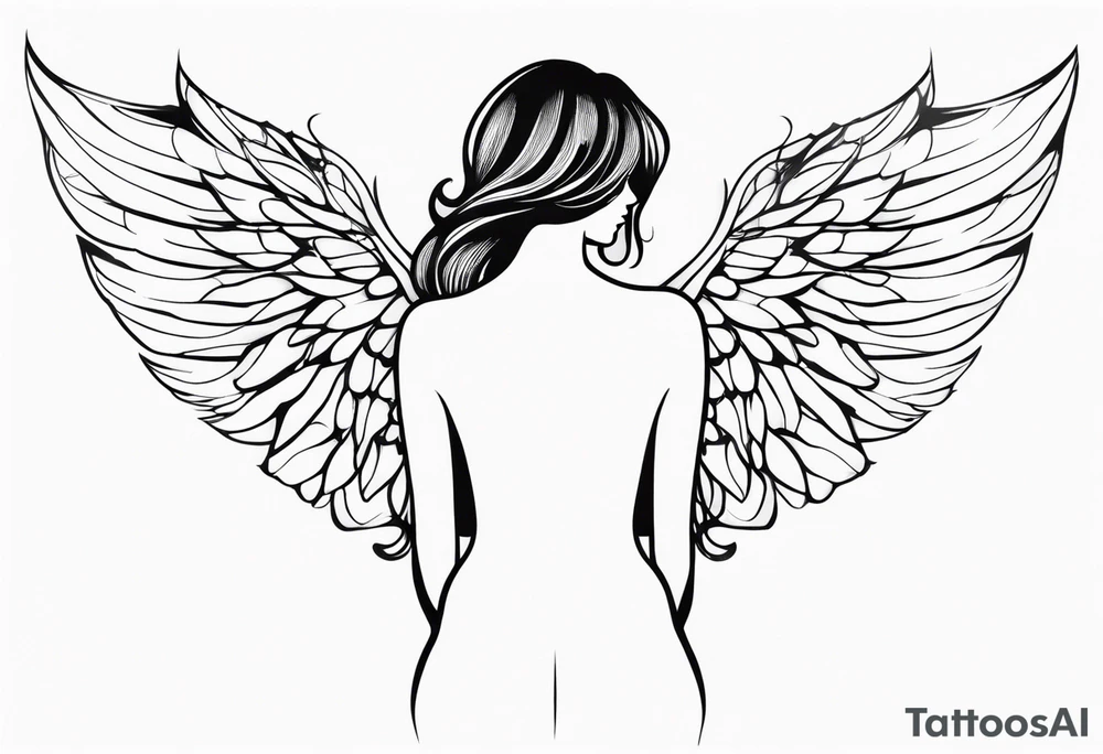 silhouette of a girl with wings made out of glass tattoo idea