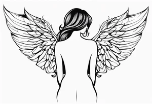 silhouette of a girl with wings made out of glass tattoo idea