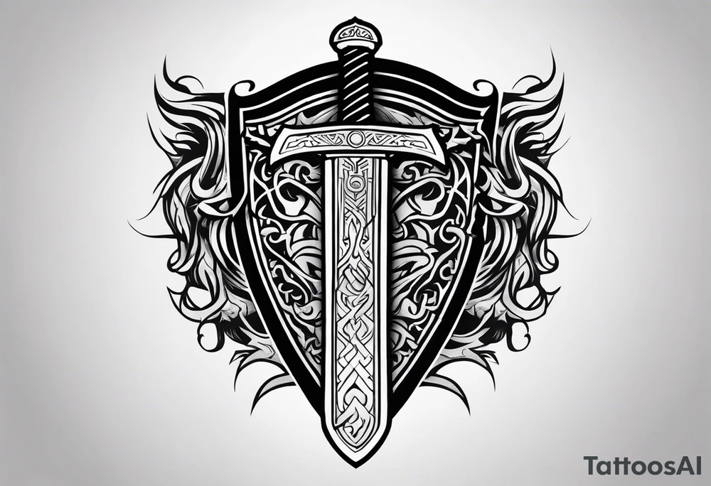 Viking sword Valhalla shield dragon tattoo idea