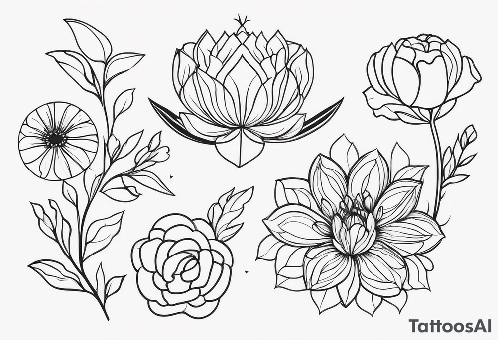 ornaments of flowers tattoo idea