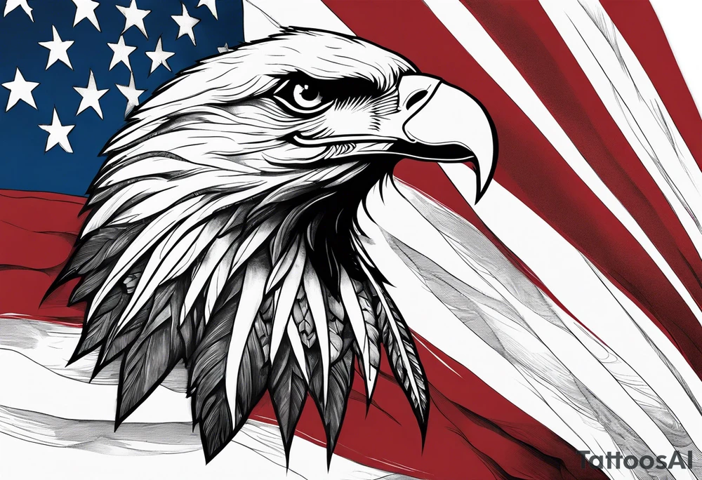 torn flag with eagles tattoo idea