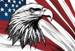 torn flag with eagles tattoo idea