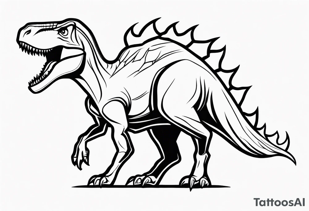 dinosaur with flames tattoo idea