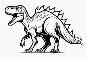 dinosaur with flames tattoo idea