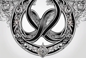 Infinity symbol with a J on the left side in the line, a B in the center, a J on the right side in the line tattoo idea