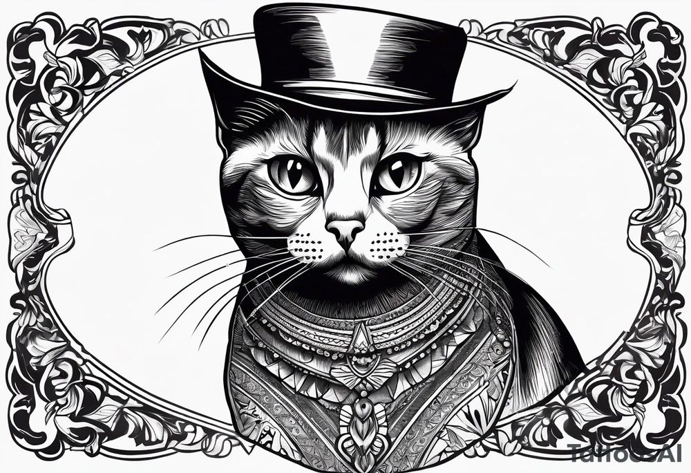 Black cat with a funny hat and a sweater tattoo idea Black cat with a funny hat and a sweater tattoo idea
