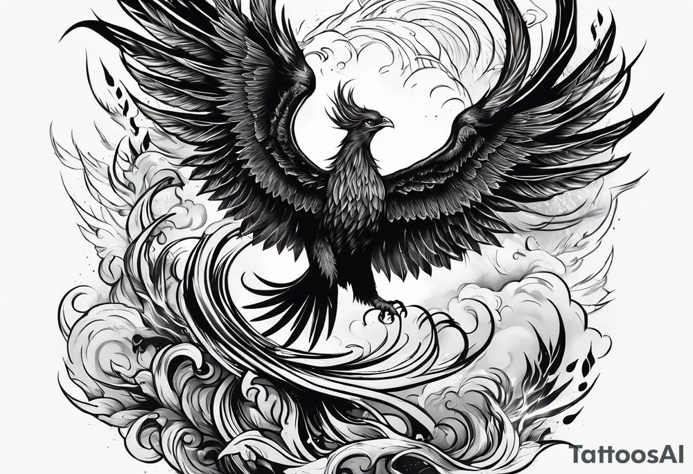 Phoenix raising from ashes tattoo idea