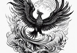 Phoenix raising from ashes tattoo idea