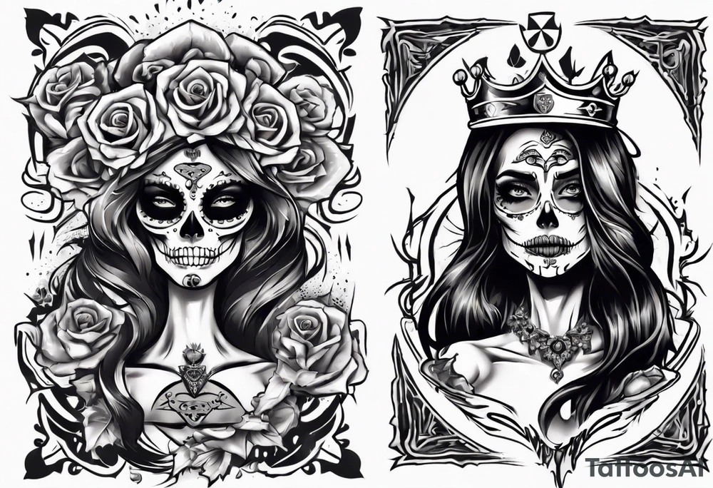 santa la muerta with money and crown
on the card tattoo idea
