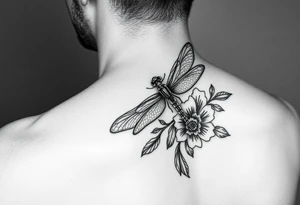 Tattoo  ecrit 'dinna fash'. style celtique linge noir fin avec fleur ecossai et dragonfly. position du tattoo main vers le pouce allonger tattoo idea