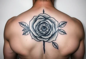 Rose tattoo with illuminati eye inside of it tattoo idea