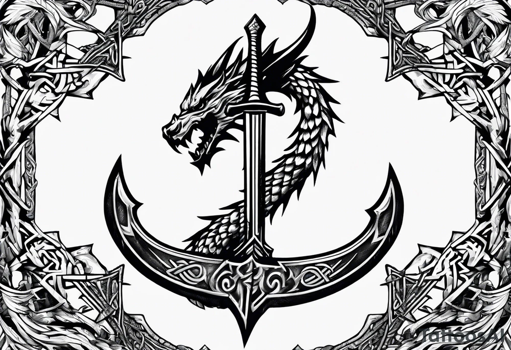 Valhalla sword chain barbed wire
 dragon axe Valknut tattoo idea