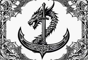 Valhalla sword chain barbed wire
 dragon axe Valknut tattoo idea