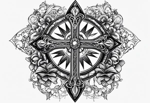 I want a cross with a pearcing sword through a broken heatt tattoo idea