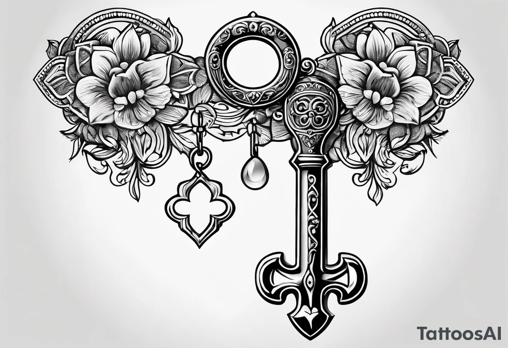 A simple, vintage key symbolizing love tattoo idea