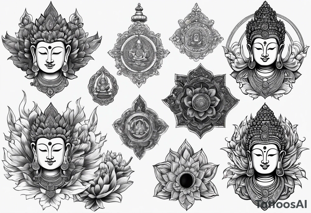 Chest and should Buddhist tattoo idea