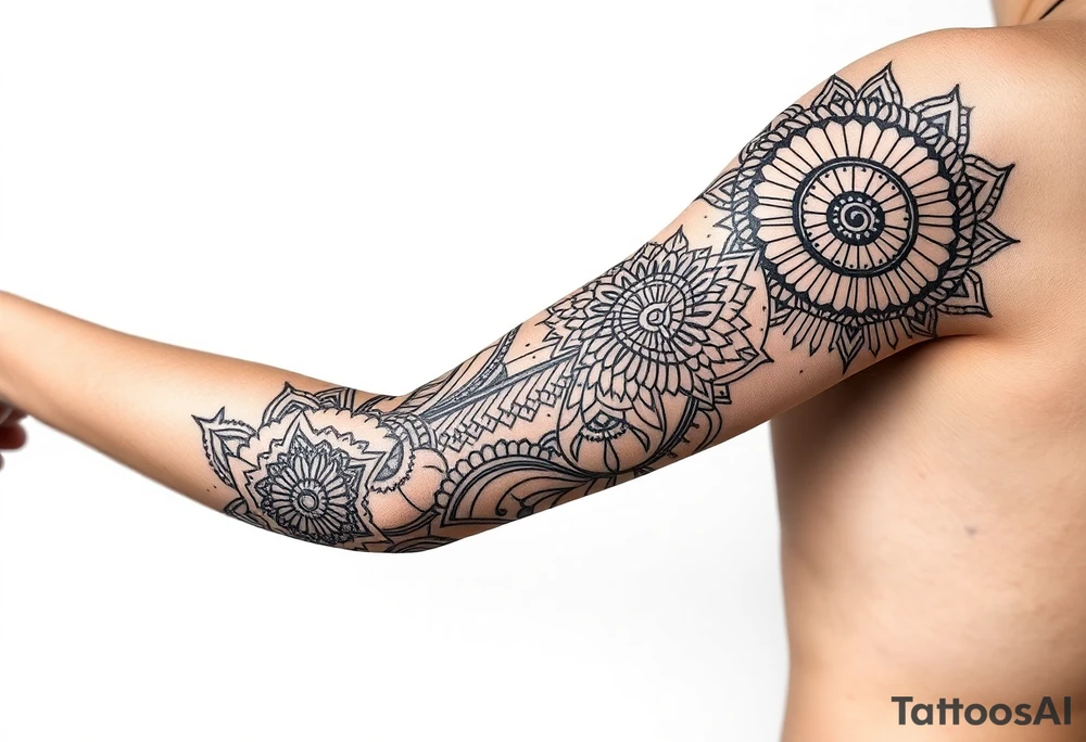bold line dark shamanstyle tattoo idea