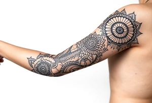 bold line dark shamanstyle tattoo idea
