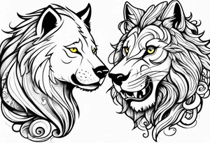 Wolf and lion tattoo idea
