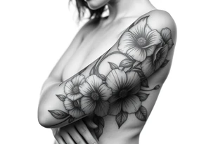 Pin up arm sleeve. With October flower November flower December flower tattoo idea