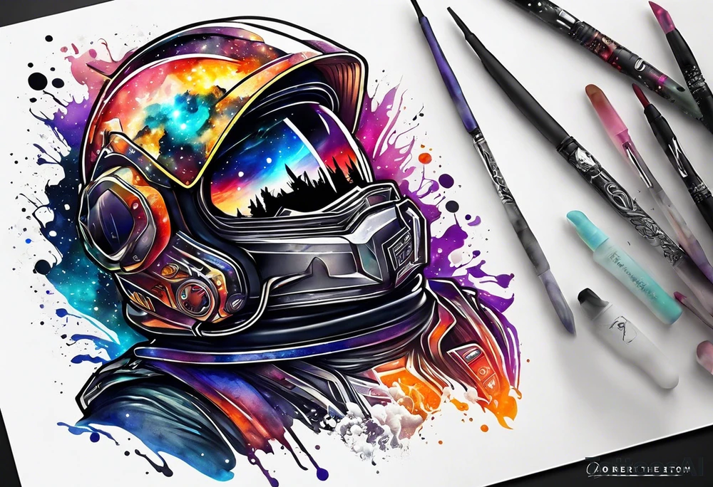 I want the name "Drew" with a space background tattoo idea