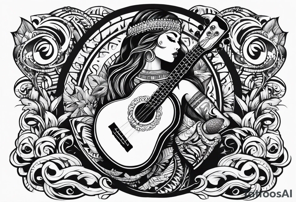 vahine in next position who dance with ukulele tattoo idea