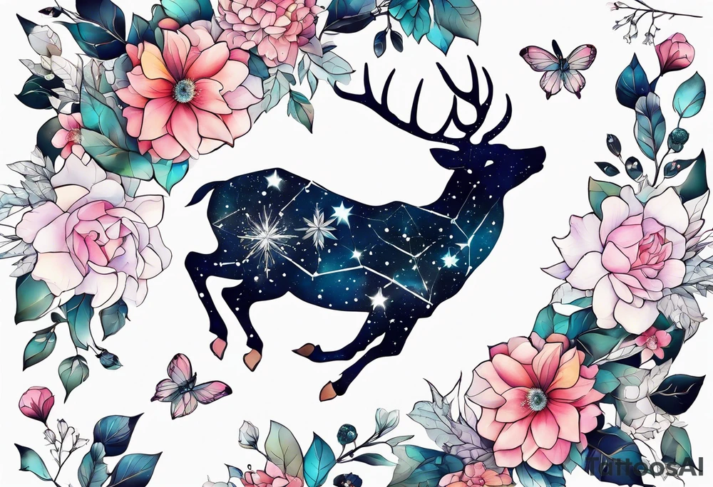 Constellation, animal snow , géométric , flower tattoo idea