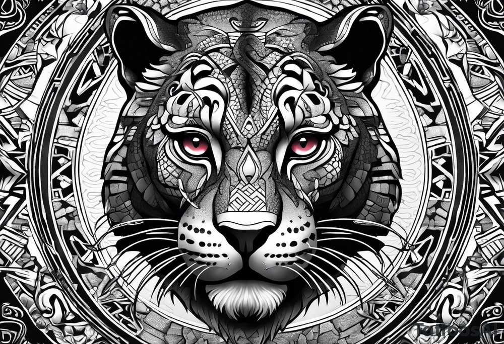 aztec black jaguar with snake tattoo idea