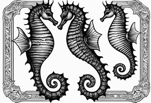 seahorse on white background, black and white fit in picture tattoo idea