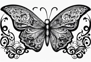 word N and S with butterfly tattoo idea