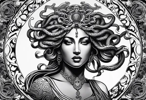 Medusa with the sun behind her tattoo idea