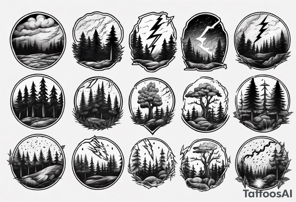 lightning storm over forest tattoo idea