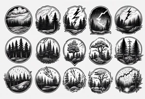 lightning storm over forest tattoo idea