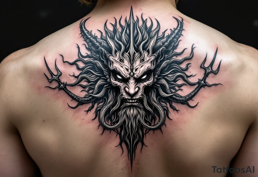 poseidon with trident tattoo idea