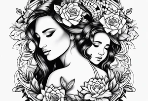 Mothers bond with three daughters tattoo idea