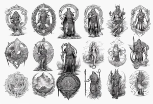 Norse god meili protecting seven wonders of world tattoo idea