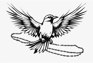 Broken chains with bird flying out tattoo idea