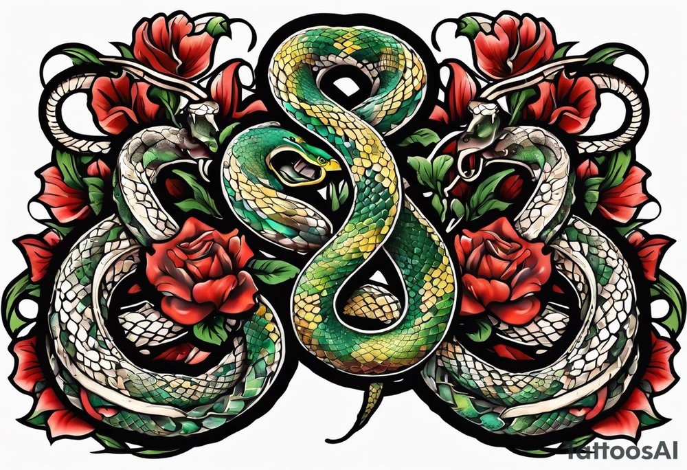 snake around caduceus symbol tattoo idea