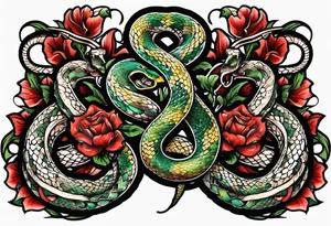 snake around caduceus symbol tattoo idea