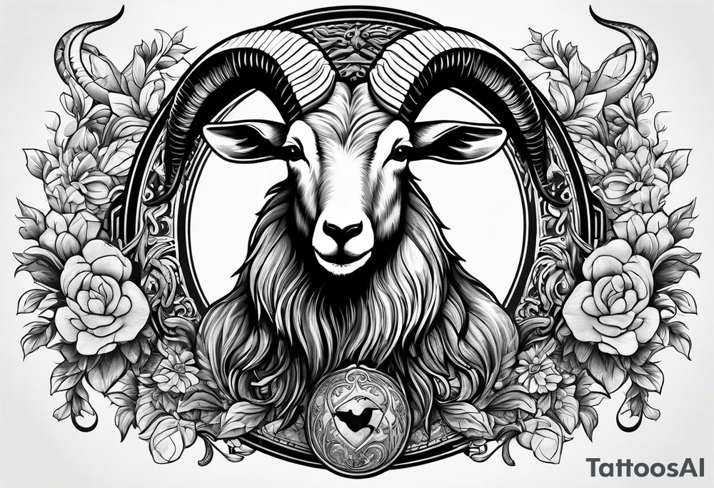 Image of goat combined with commandment. tattoo idea