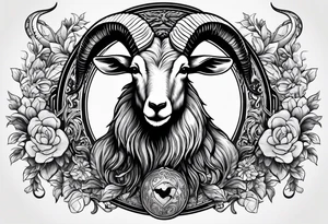 Image of goat combined with commandment. tattoo idea