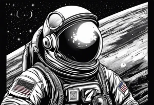 Astronaut wearing peace glag tattoo idea