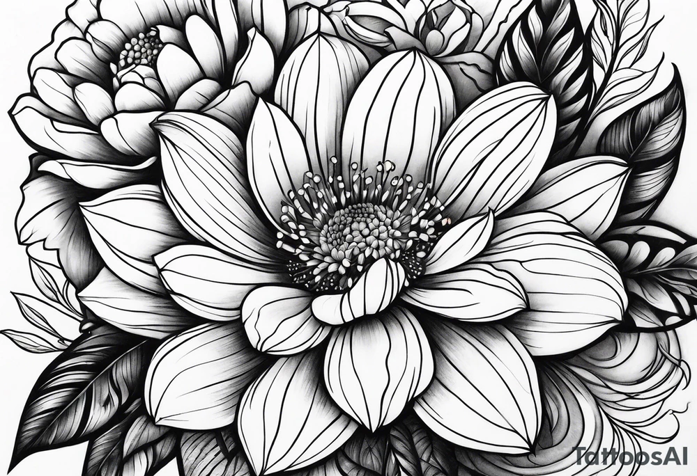 Neotraditional flowers tattoo idea