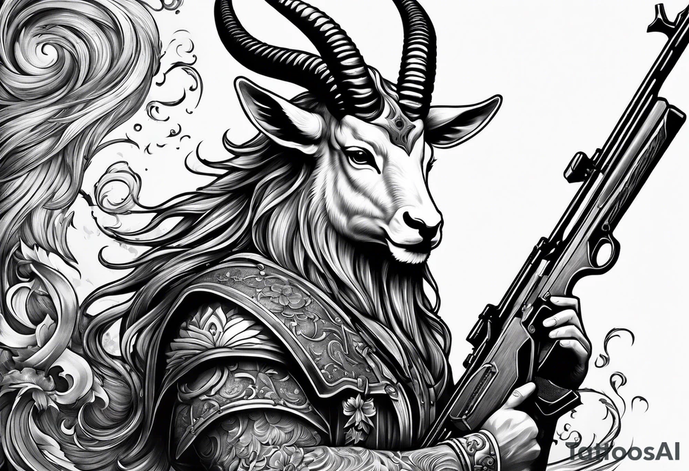 capricorn with shotgun tattoo idea
