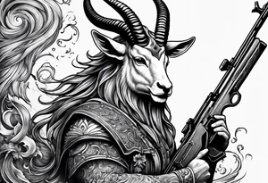 capricorn with shotgun tattoo idea