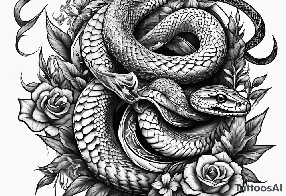 snake with dagger tattoo idea