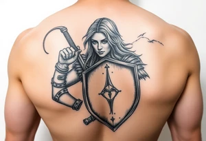 Shield maiden getting ready for battle tattoo idea