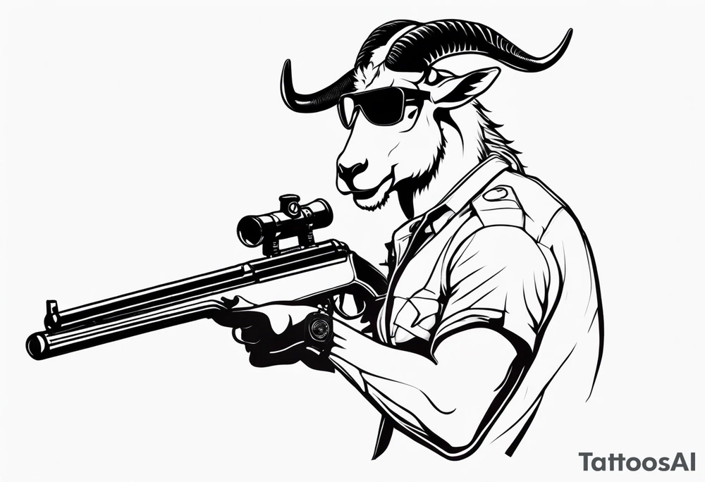 capricorn with sunglasses holding a shotgun tattoo idea